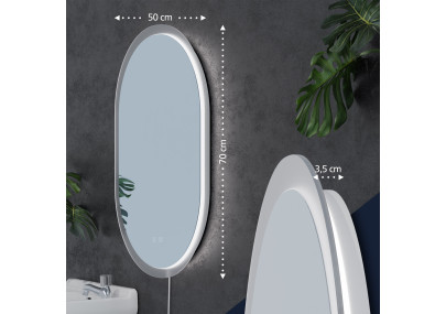 Miroir de salle de bain Karishma 70x50 avec Bluetooth et verre transparent
