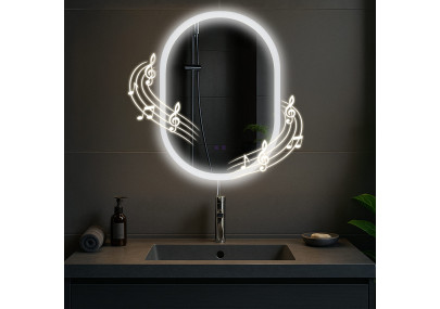 Miroir de salle de bain Karishma 70x50 avec Bluetooth et verre transparent