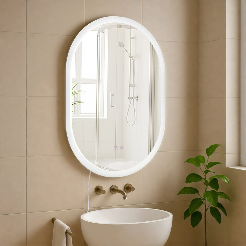 Specchio da bagno Karishma 70x50 senza Bluetooth in vetro trasparente