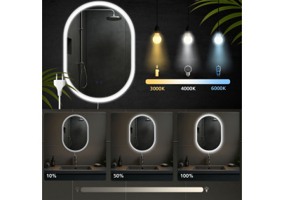 Miroir de salle de bain Karishma 70x50 sans Bluetooth en verre transparent