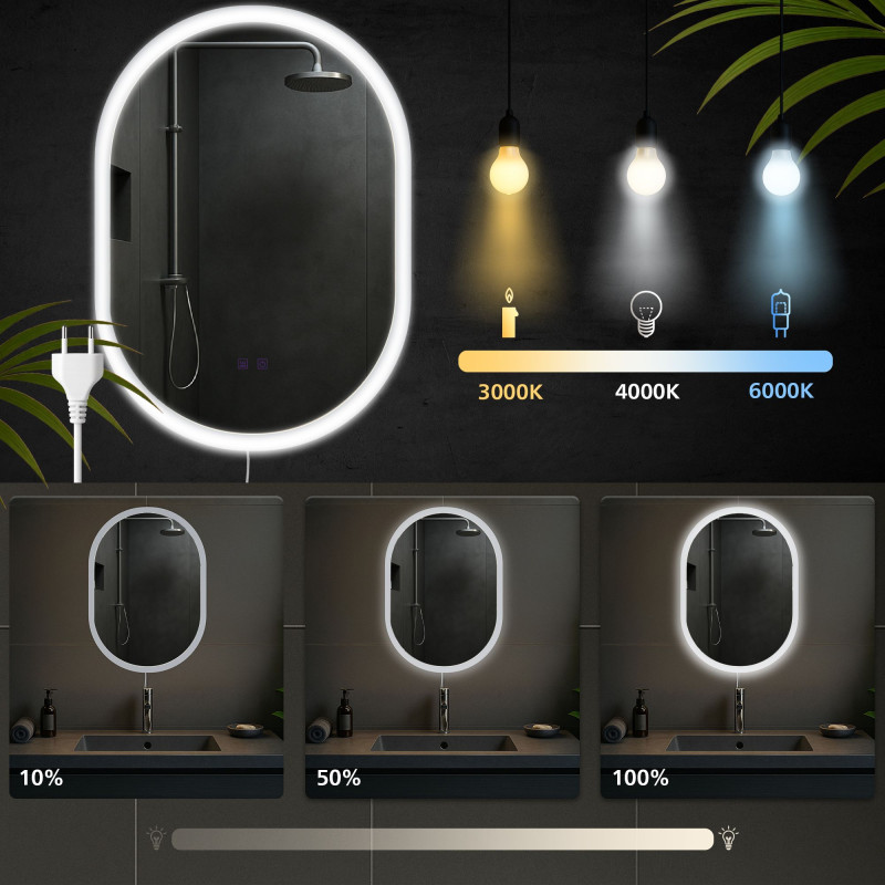 Specchio da bagno Karishma 70x50 senza Bluetooth in vetro trasparente