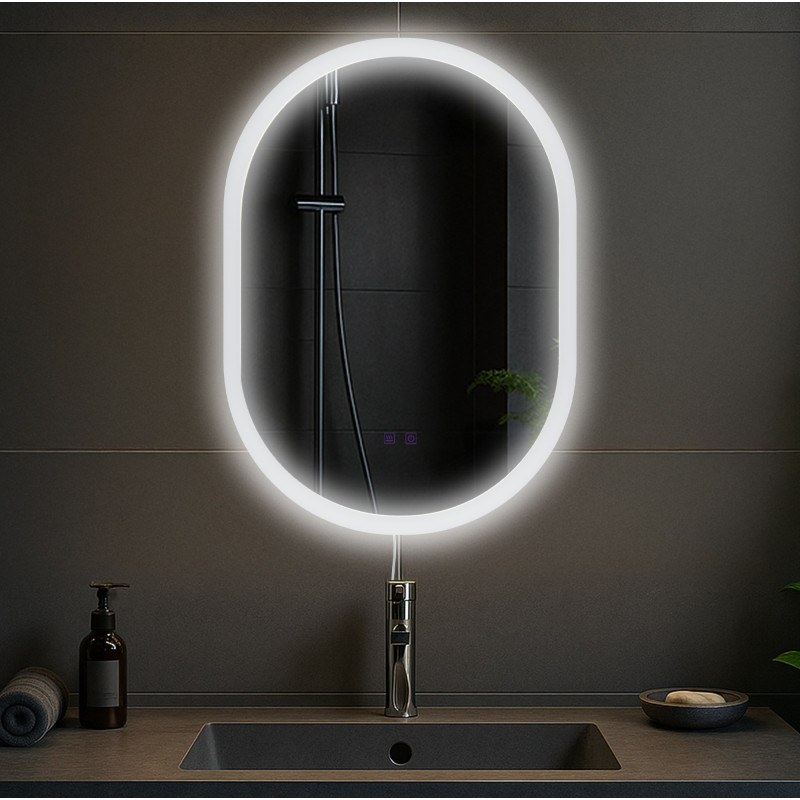 Specchio da bagno Karishma 70x50 senza Bluetooth in vetro trasparente