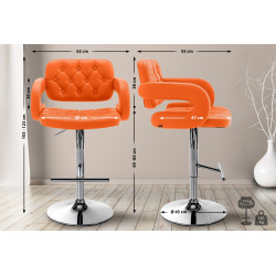 Sgabello Dublin in similpelle arancione,cromo