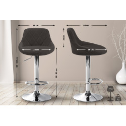 Tabouret de bar Lazio, tissu, chrome gris foncé