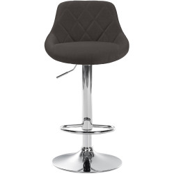 Tabouret de bar Lazio, tissu, chrome gris foncé