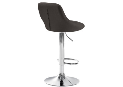 Tabouret de bar Lazio, tissu, chrome, gris foncé