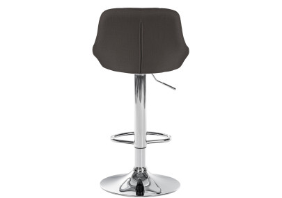 Tabouret de bar Lazio, tissu, chrome, gris foncé
