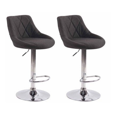 Ensemble de 2 tabourets de bar en tissu Lazio C gris foncé