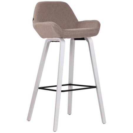 Tabouret de bar Newnan, tissu, structure à 4 pieds, blanc (chêne) taupe