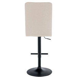 Tabouret de bar Peking V2, tissu noir crème