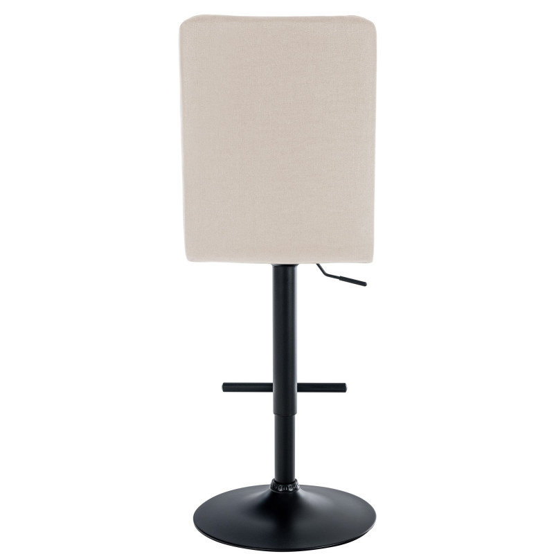 Tabouret de bar Peking V2, tissu noir crème