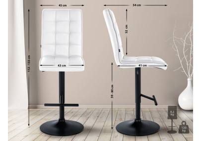 Tabouret de bar Peking V2, similicuir noir blanc