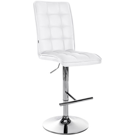 Tabouret de bar Peking V2 en similicuir chromé blanc