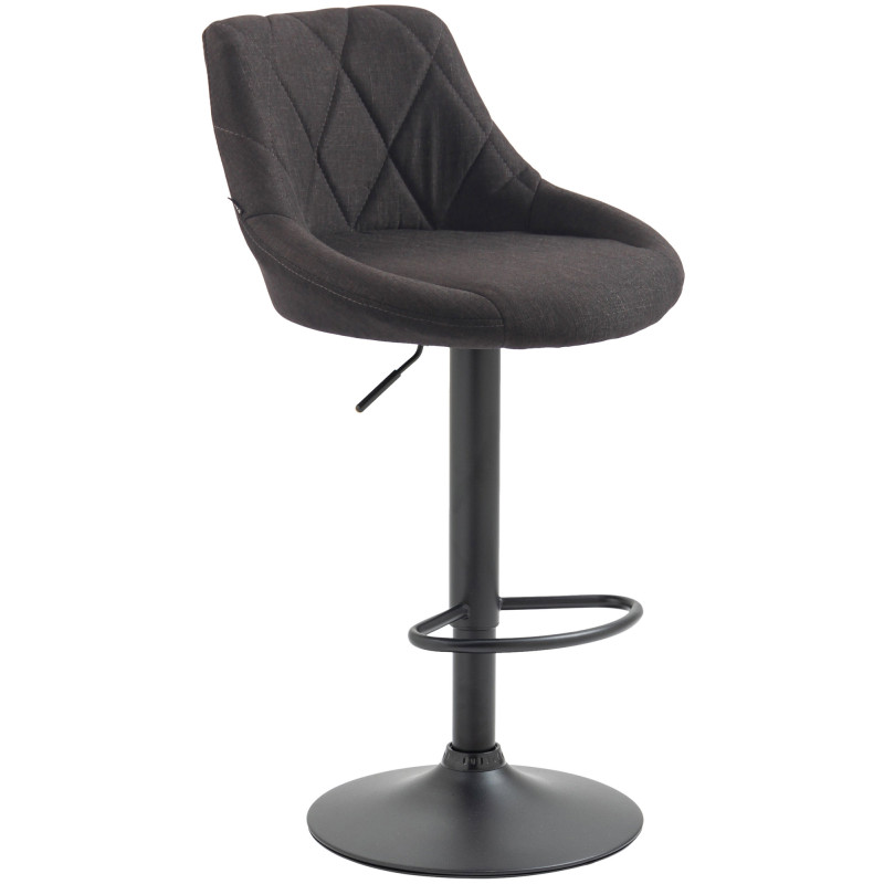 Tabouret de bar Lazio, tissu noir gris foncé