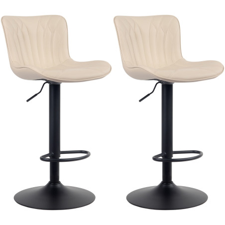 Ensemble de 2 tabourets de bar Linus en similicuir crème
