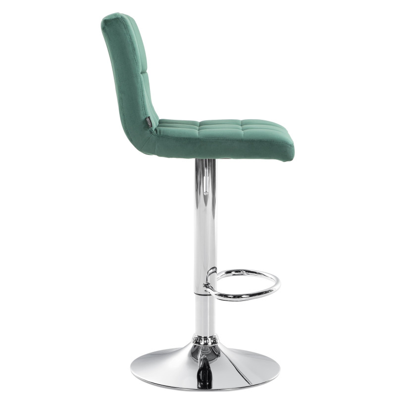 Tabouret de bar Peru, velours, chrome vert