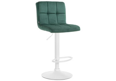 Tabouret de bar Peru, velours, blanc/vert