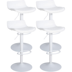 Ensemble de 4 tabourets de bar Aveiro en similicuir blanc