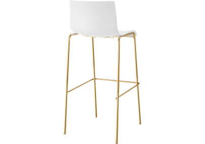 Lot de 2 tabourets de bar Hoover, en plastique, à 4 pieds, dorés blanc