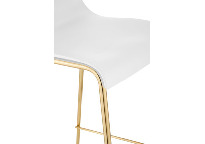 Lot de 2 tabourets de bar Hoover, en plastique, à 4 pieds, dorés et blancs.