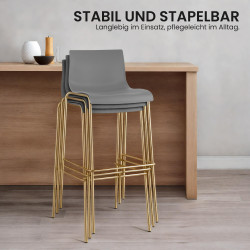 Lot de 2 tabourets de bar Hoover, en plastique, à 4 pieds, dorés gris