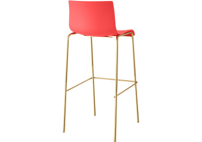 Lot de 2 tabourets de bar Hoover, en plastique, à 4 pieds, dorés et rouges.