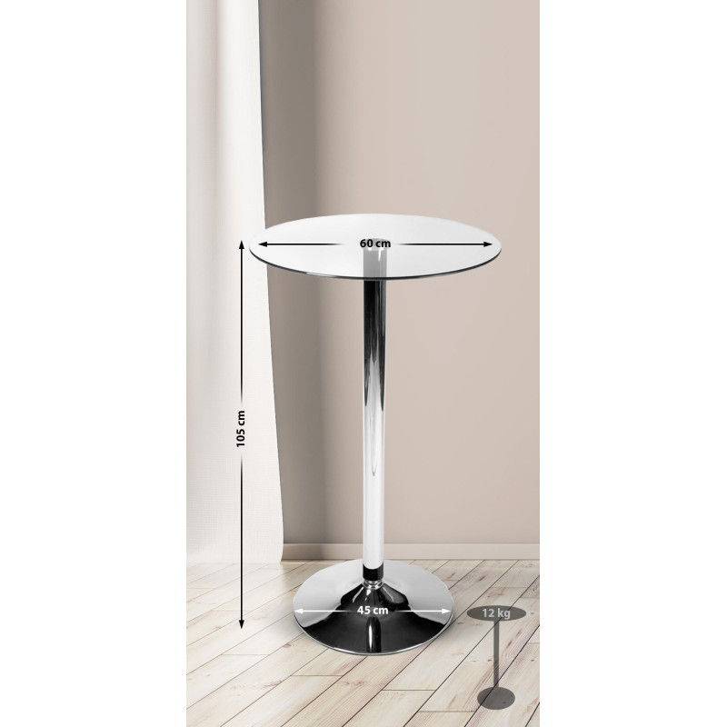 Tavolo rotondo in vetro, 105 cm, vetro trasparente