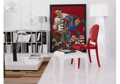 Table d'appoint Queen, blanc brillant