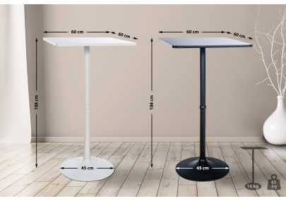 Table carrée haute, blanche/blanche