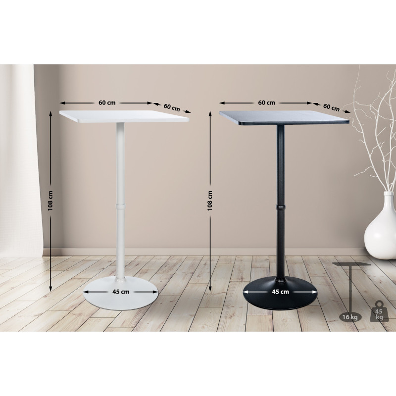 Mesa alta cuadrada, blanca/blanca