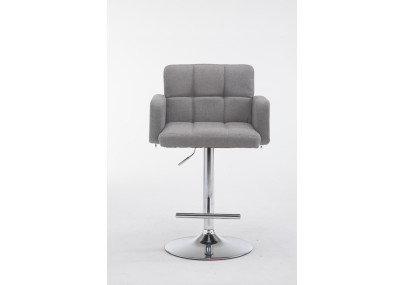Sgabello Los Angeles in tessuto grigio,cromo