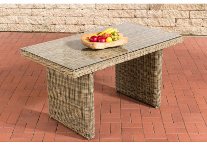 Table de salle à manger La Gomera 140 en verre clair naturel