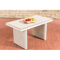 Mesa de jantar La Gomera 140 em vidro transparente branco pérola