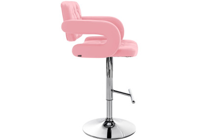 Sgabello Dublin in similpelle rosa,cromo