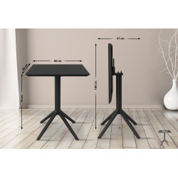 Mesa plegable Sky, cuadrada, negra