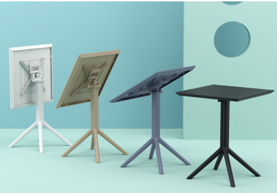 Mesa plegable Sky, cuadrada, gris oscuro