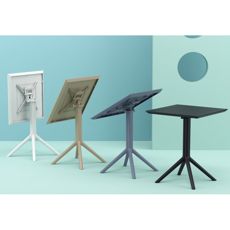 Mesa plegable Sky, cuadrada, gris oscuro