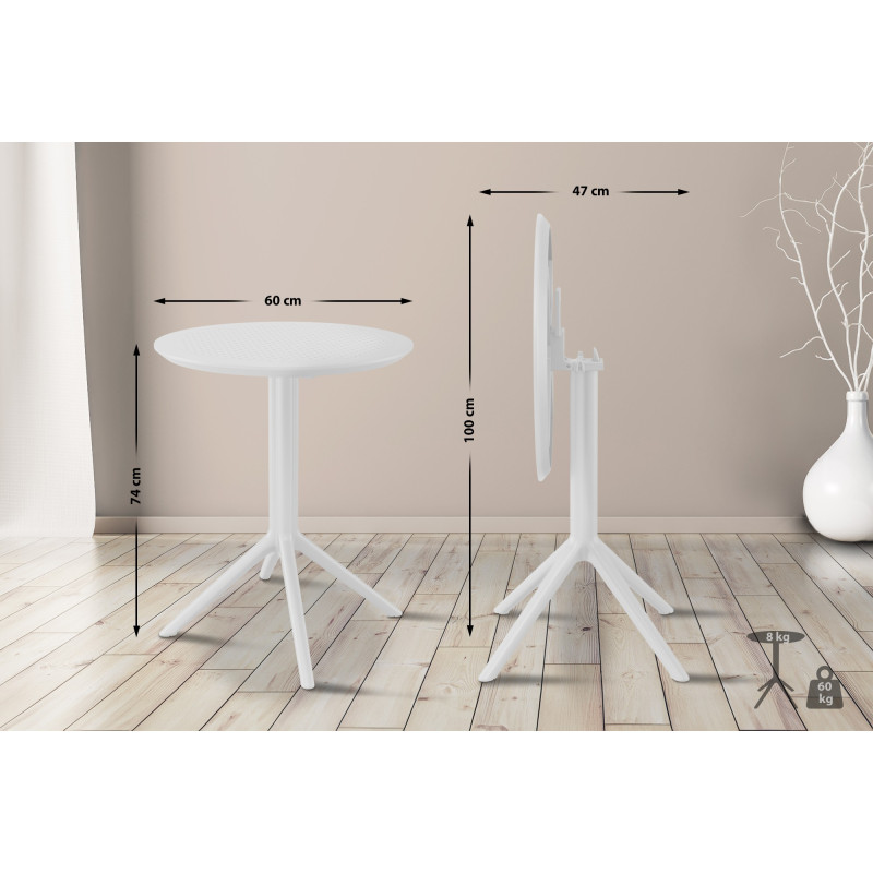 Table pliante ronde blanche Sky