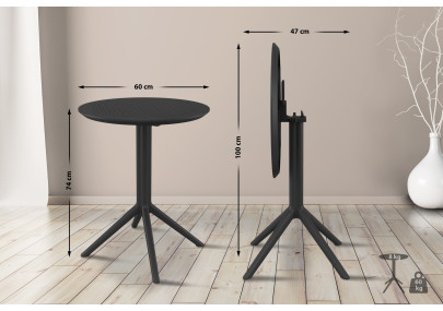 Mesa redonda plegable Sky, negra