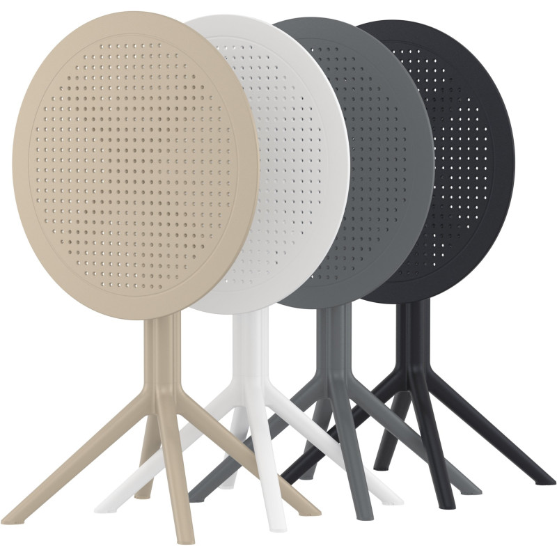 Mesa plegable Sky, redonda, gris oscuro