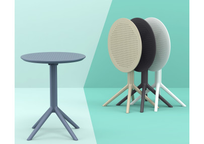 Table pliante Sky, ronde, gris foncé