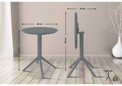 Table pliante Sky, ronde, gris foncé