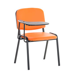 Chaise Ken avec table pliante, similicuir, orange