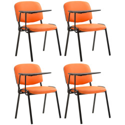 Ensemble de 4 chaises Ken avec table pliante, similicuir, orange
