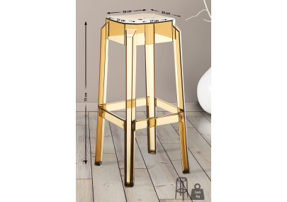 Tabouret de bar Fox, âmbar transparente