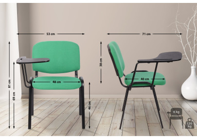 Chaise Ken avec table pliante, tissu vert