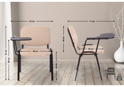 Chaise Ken avec table pliante, tissu crème