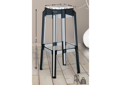 Tabouret de bar Fox, preto transparente
