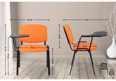 Ensemble de 4 chaises Ken avec table pliante, tissu, orange