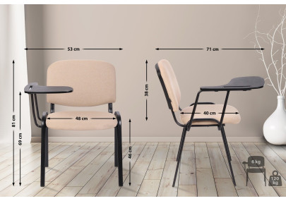 Ensemble de 4 chaises Ken avec table pliante, tissu crème